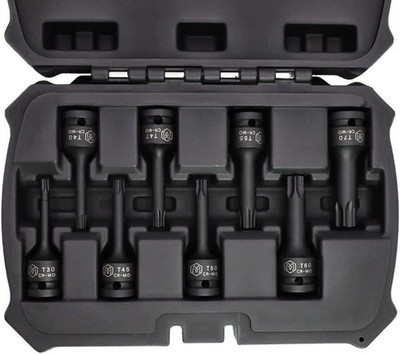 MichaelPro MP005029 8Pc 1/2  Drive Torx Driver Bit Socket Set, T30 to T70, Impac