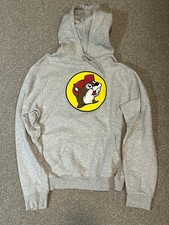 Bucee's Hoodie Adult "Med" Gray Pullover Sweatshirt Beaver Logo FREE S H 