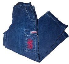 JNCO Jeans 33x30 Dragon Embroidered Baggy Wide Leg Y2K Skater Cargo Crown Rare