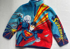 NWOT DC Superman Fleece Pullover Child Size M 8 Boy Girl 1/4 zip NEW