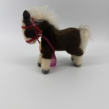 Vintage Steiff Ferdy the Horse brown fur, red harness W/ Tags
