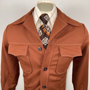 Vtg 60s 70s Leisure Jacket Polyester Suit Coat Disco Hippy Mid Mod 38 Mens Small