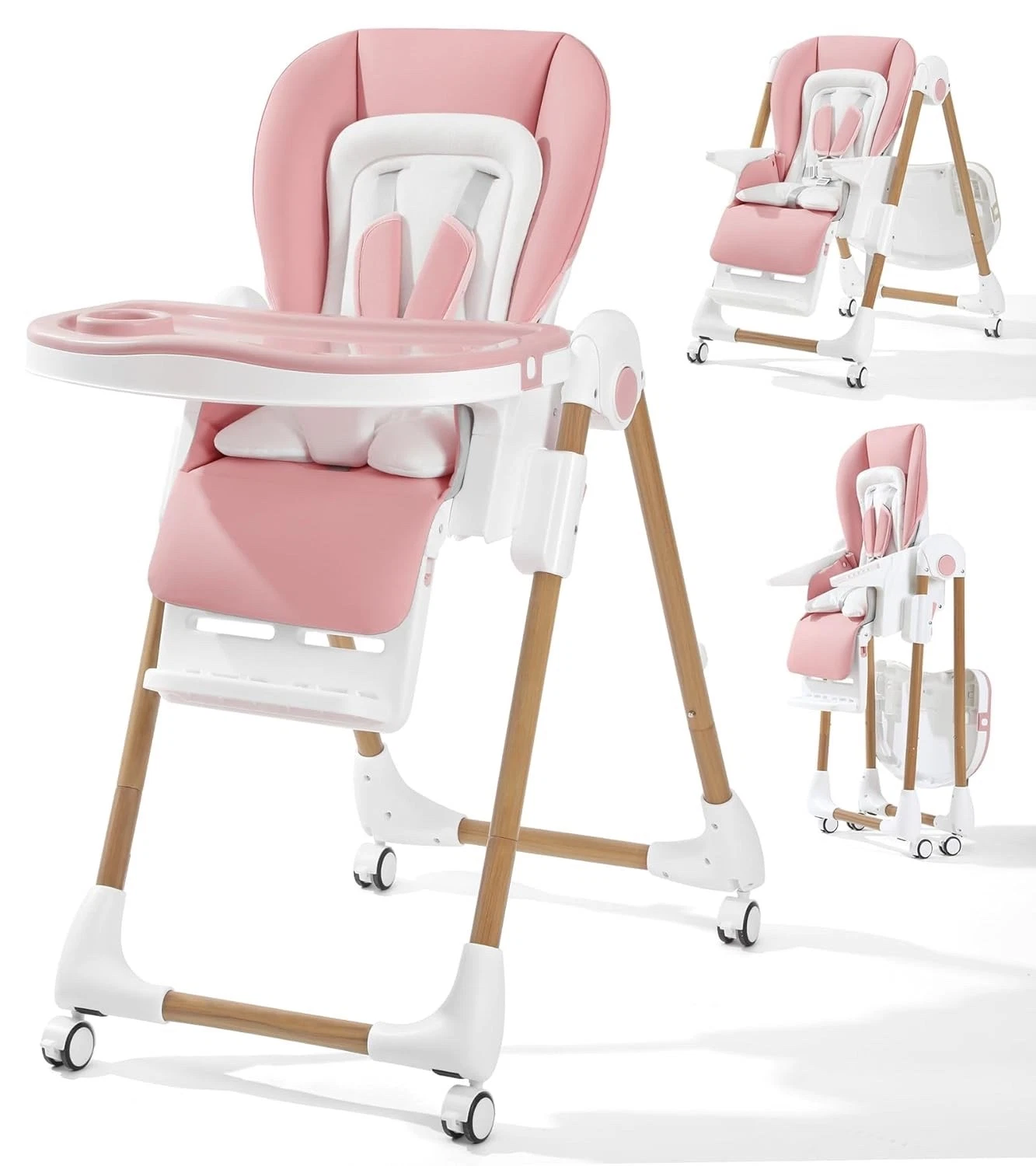 Foldable High Chairs for Babies and Toddlers, 3-in-1 Convertible Baby High Chair