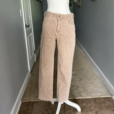 Anthropologie Women s Beige Solid Straight Leg Flat Front Pants Regular