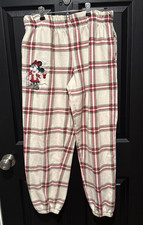 Disney Parks Minnie Mouse Plaid Holiday Christmas Pajama Bottoms Size Medium