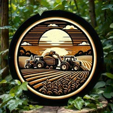 2D Flat2D Flat Surface, 8Inch Piece Round Aluminum Metal Wall Decoration Vintage