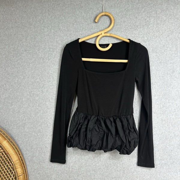 Gina Tricot long-sleeved peplum top Black Size S