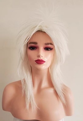 Ladies Wig Curly Wave Wig White Women's Wig Long Fluffy Hair Wig+Wig Cap