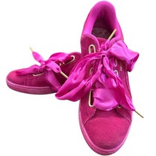 Limited Edition Puma Suede Satin Lace Sneakers Hot Pink Size 7.5