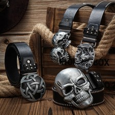 Faux Leather Waist Belt Skull Crossbone Pirate Goth Punk Costume Wear Belts