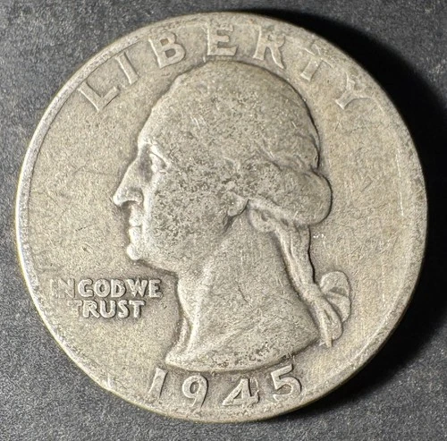 1945-P Silver Washington Quarter (Circulated) - (#2051) Very Fine Condition