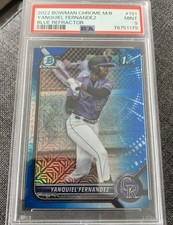 2022 Bowman Chrome YANQUIEL FERNANDEZ 1st Blue Mojo HTA Choice /150 - PSA 9