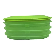 Tupperware Fridge Stackable 4 Piece Deli Keeper Meat/Cheese Set Lime Green