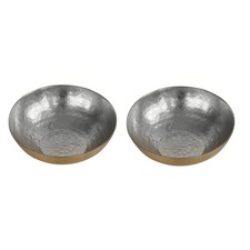 DeKulture Modern Brass Serving Bowls (Set of 2, 100ml) - Handmade, Gold, Round,