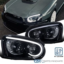Black/Smoke Fits 2004-2005 Subaru Impreza Projector Headlights LED Strip 04-05