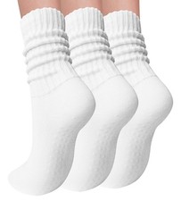 3 Pairs Pilates Socks with Grips for Women Yoga Slouch Grippy Socks for Barre...