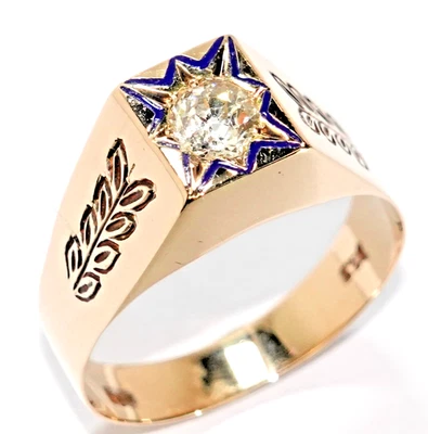 Ring Gold Herren Diamant 0,83c Altschliff antik 585/14K Gr.65/20,7mm änderbar - Bild 1 von 4