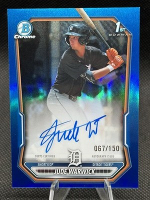2026 Bowman Chrome Jude Warwick True Blue Refractor 1st  Auto 67/150 Tigers