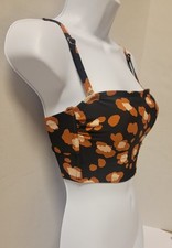 Shade  Shore Women's Bikini Top Adjustable Strap Black/Caramel Size Small