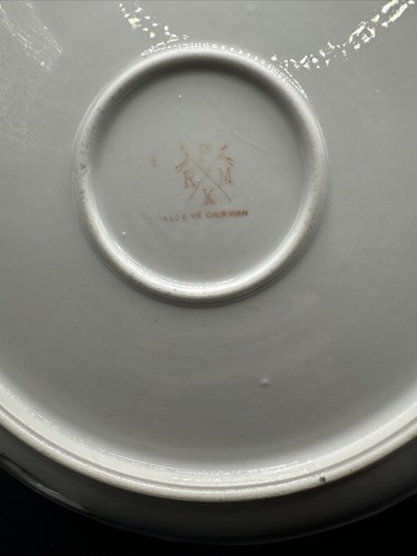 Antique Porcelain serving/cake plate. PRMK Germany branded. 22 K Gold Gilt Trim - Picture 3 of 5