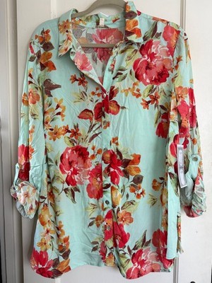 NWT Anthropologie Fig Flower Peasant Blouse Boho TOP Plus Sz 1X 2X Floral Rayon