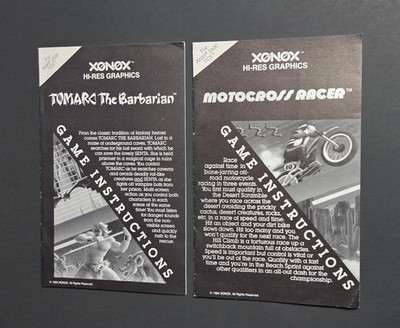 TOMARC The Barbarian and MOTOCROSS RACER Atari 2600 Instruction Manuals only 