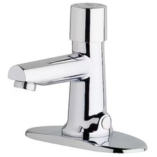 Chicago Faucet 3501-4E2805abcp Metering 4" Mount, 3 Hole Straight Spout