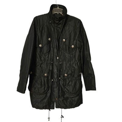 A.N.A. Women's Coat Size Large Black Lined Pockets Adjustable No Hoodie Great