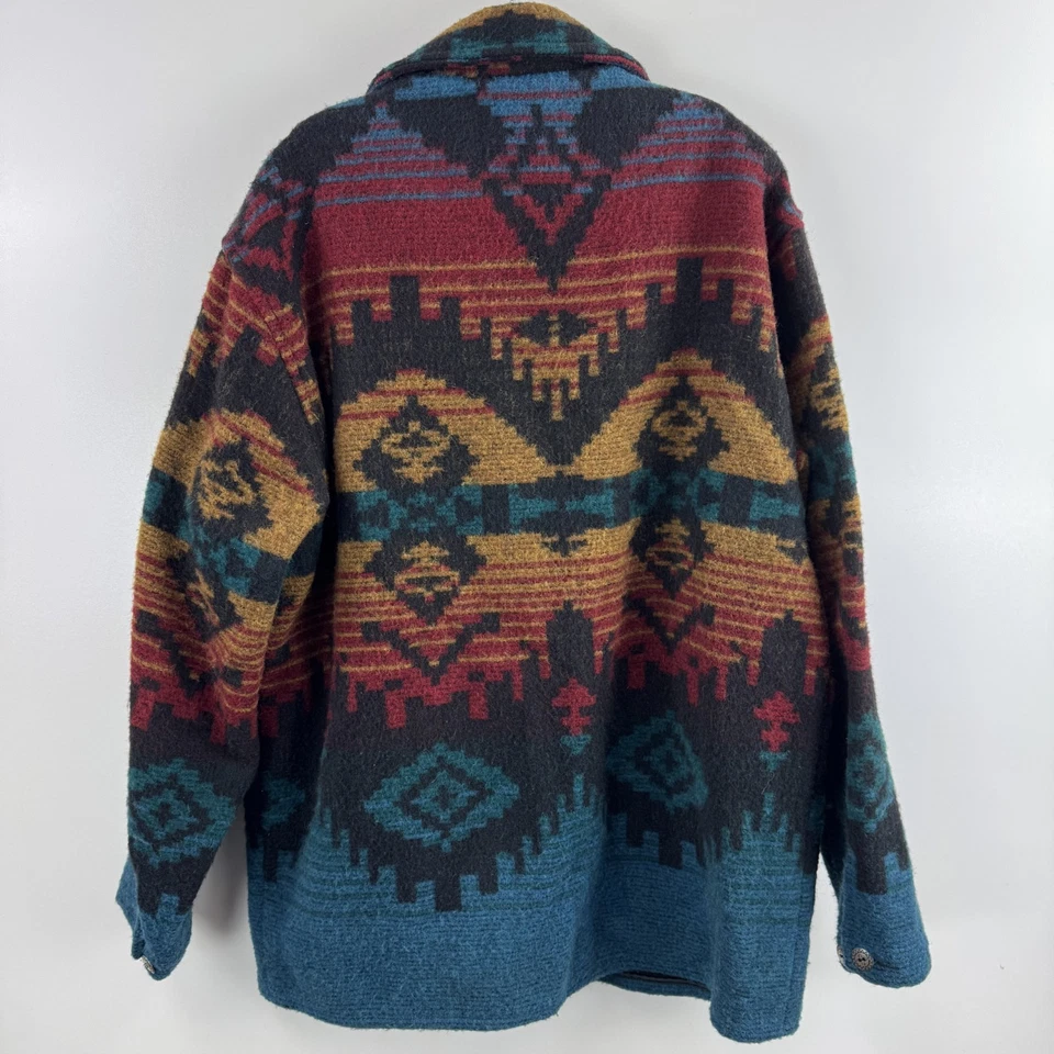 复古 Woolrich 男式羊毛西南毛毯外套多色本土纳瓦霍 美国-大号 — 第 2/4 张图片