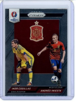 2016 PANINI EURO PRIZM DUAL COUNTRY ANDRES INIESTA / IKER CASILLAS #9
