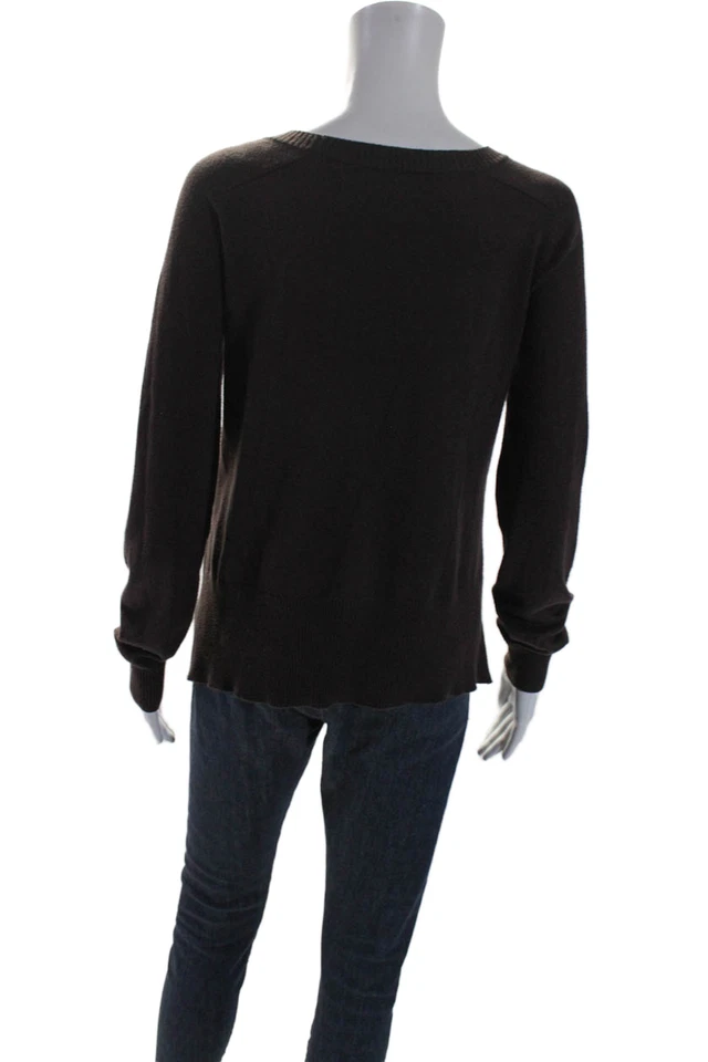 Suéter Top Bailey 44 Mujer Marrón Algodón Negro Cuero Vegano Manga Larga Talla S Foto 3 de 4