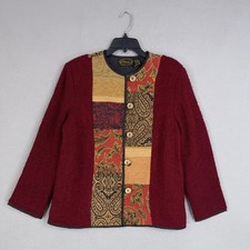 Alex Jacket Womens Medium Red Boho Patchwork Tapestry Vintage Artisan Statement