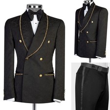 Paisley Floral Business Men Suits Sets Slim Fit Formal Shawl Lapel Groom Prom