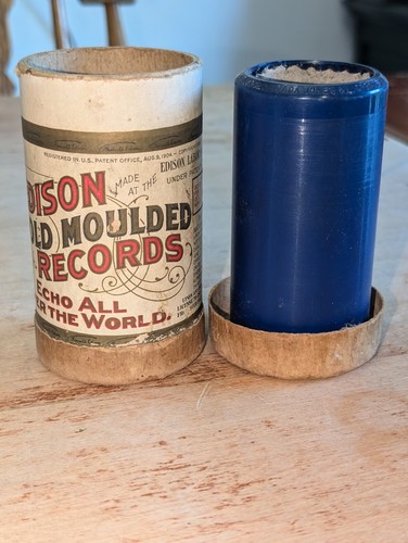 Antique Edison Gold Moulded Cylinder Record Case Blue Amberol Disc Phonograph - Picture 7 of 9