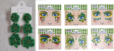 St Patricks Day Shamrock Earrings Face Art Tattoos Dangle Festival Parade