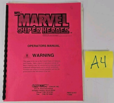 MARVEL SUPER HEROES - Arcade Game Manual - CAPCOM - OEM Original - Coin ...