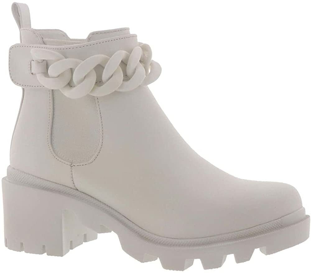 サイズ Steve Madden Women's Amulet Ankle Boot White Chain 8 並行輸入品
