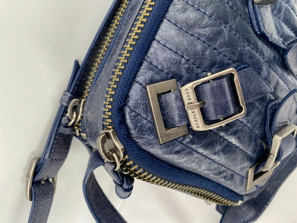 SCHULER и сыновья синий выстеганная кожа молнии Messenger сумка через плечо сумочка - Изображение 2 из 4