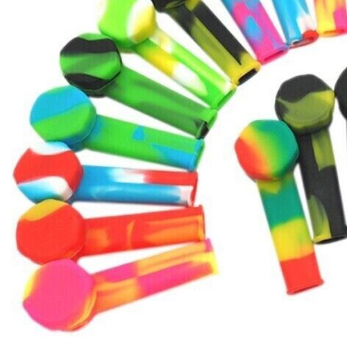 5x Mini Pipa a Mano per Fumare in Silicone da 3,4'' con Ciotola in Metallo e Coperchio Tappo Pocket PipeVT - Foto 3 di 11