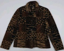 Vintage 90s Multi Animal Pattern Fleece Plush Jacket Vtg Wildlife Made In USA
