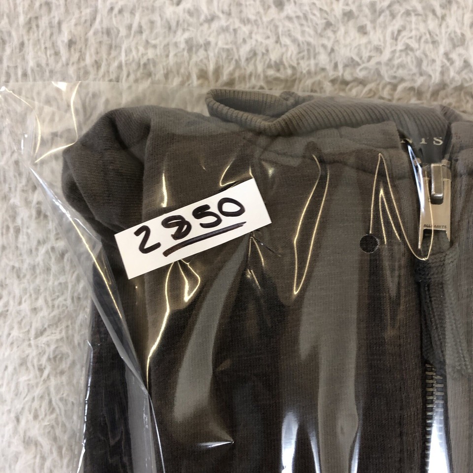 All Saints Lycan Hoodie Mens XS Full Zip Leather Sleeves Hooded