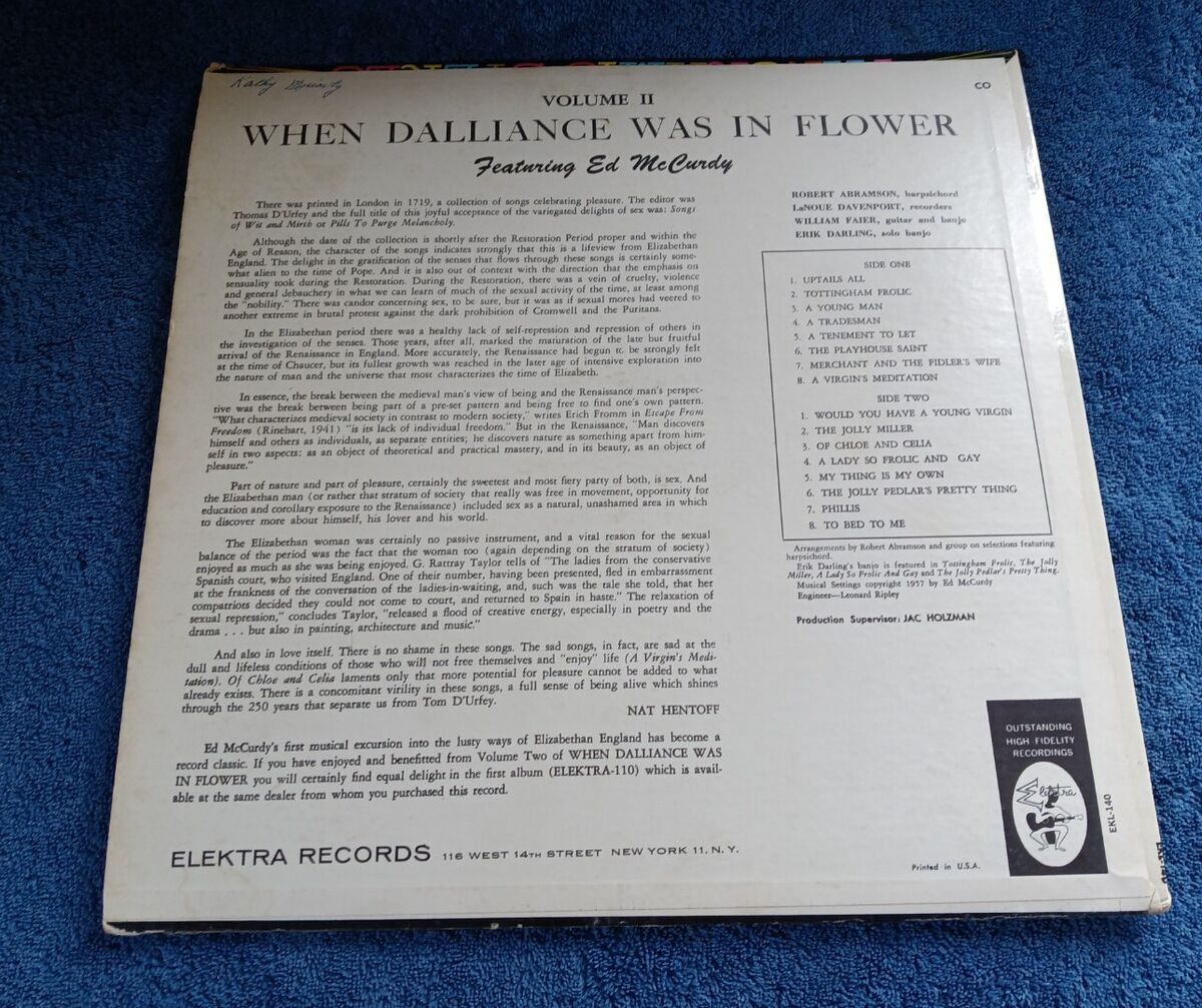 ED MCCURDY When Dalliance Was In Flower Vol 2 LP Elektra ED MCCURDY When Dalliance Was In Flower Vol 2 LP Elektra