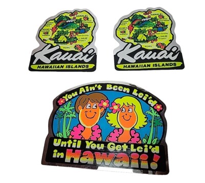 Lot of 3 Hawaii Vintage 80's Foil PRISM Stickers by Frank Turek