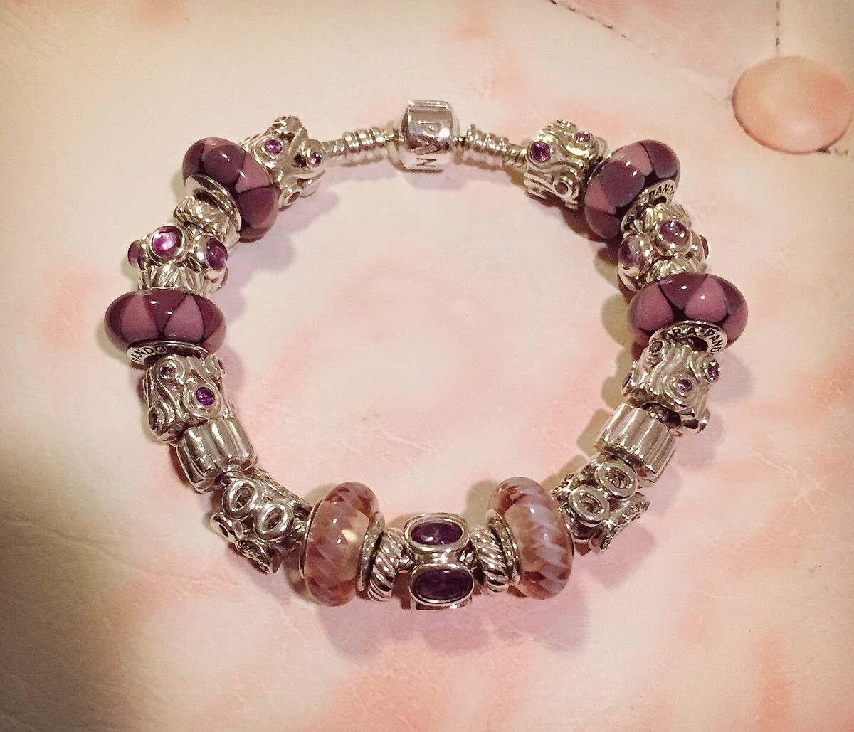 19cm Pandora Purple Dream Theme Bracelet (23 Pandora Charms) With Pandora  Box