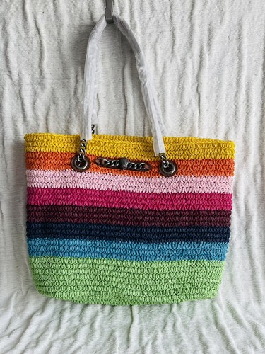 NWT Kurt Geiger London Chelsea Raffia Tote - Multi Color - Picture 7 of 11