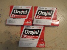 Lot of 3 Orajel 3x Medicated For Toothache Gum Instant Pain Relief .42oz K74
