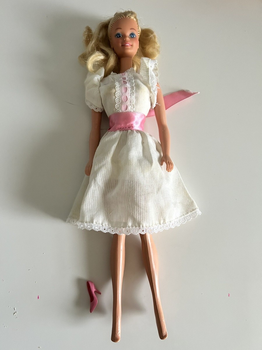 1984 My First Barbie Doll with Original White Dress Pink Shoe