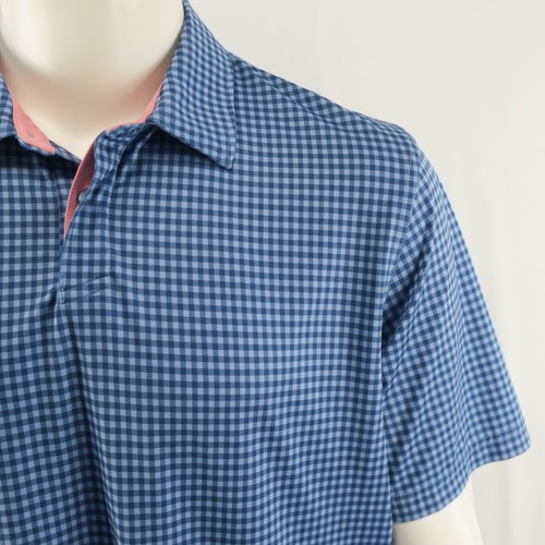 Vineyard Vines Performance Golf Polo Shirt Mens M Blue Checkered - Picture 2 of 9