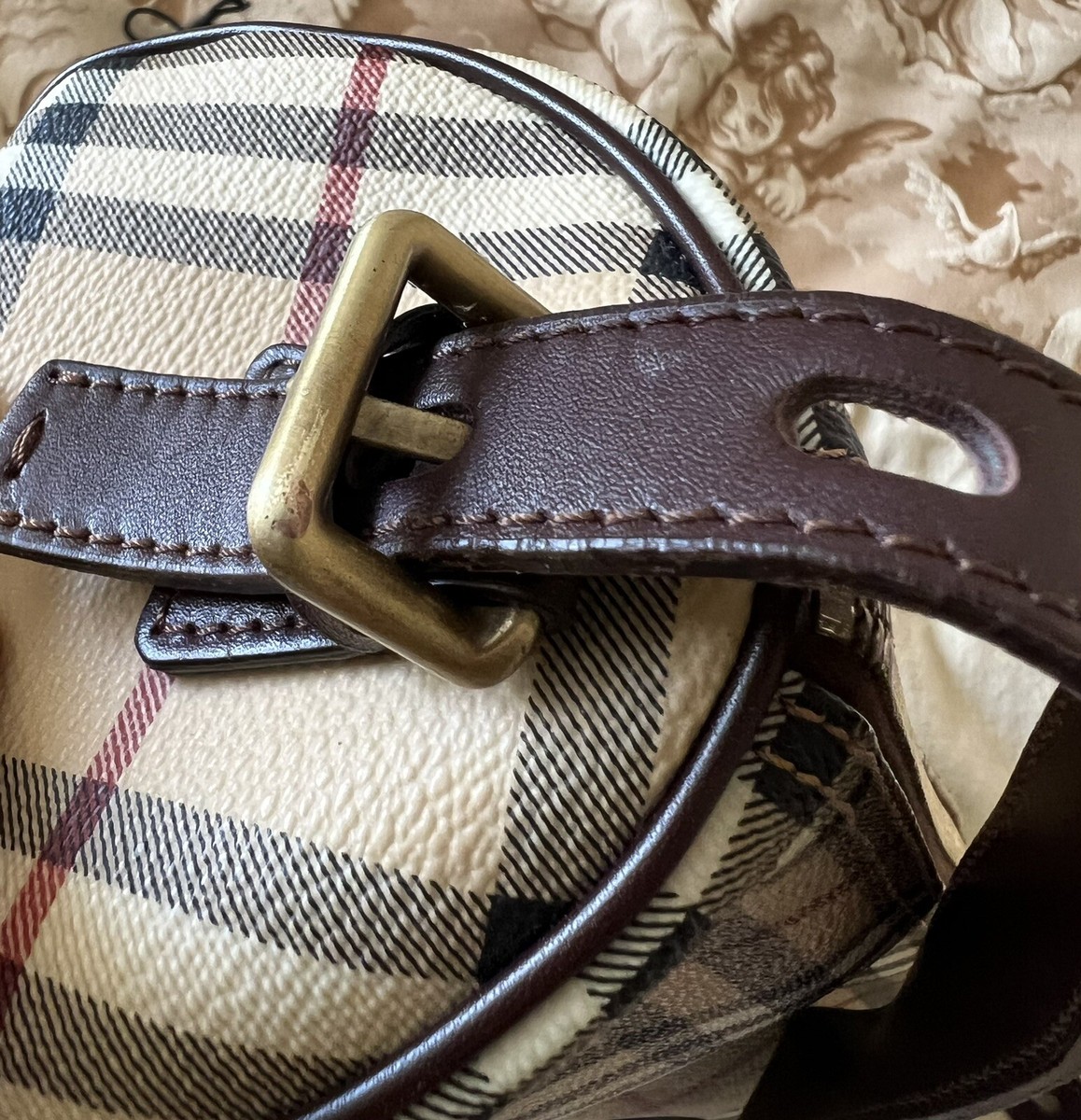 Burberry Nova Check/Haymarket Brown Barrel Coated Canvas Burberry Nova Check/Haymarket Brown Barrel Coated Canvas