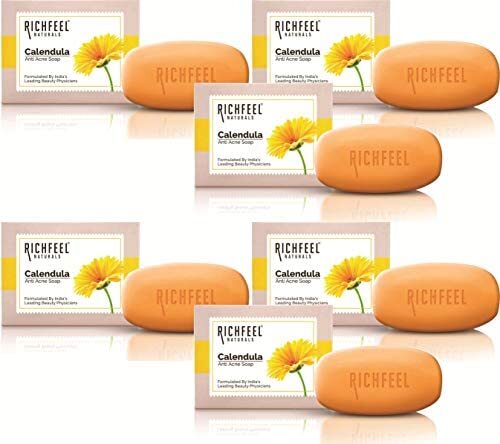 Richfeel Calendula Anti Acne Soap-Power of Soothing Calendula Extracts 75 g-5pc - Picture 1 of 3